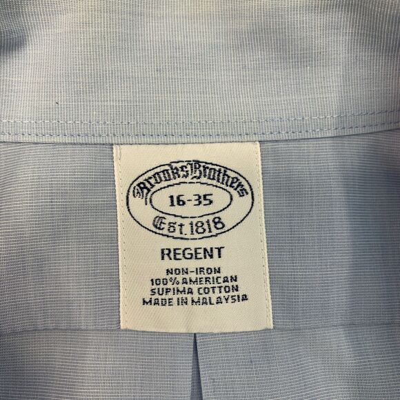 Brooks Brothers Shirt Mens 16 Breeze Blue Regent Dress Non Iron American Supima - Picture 5 of 13